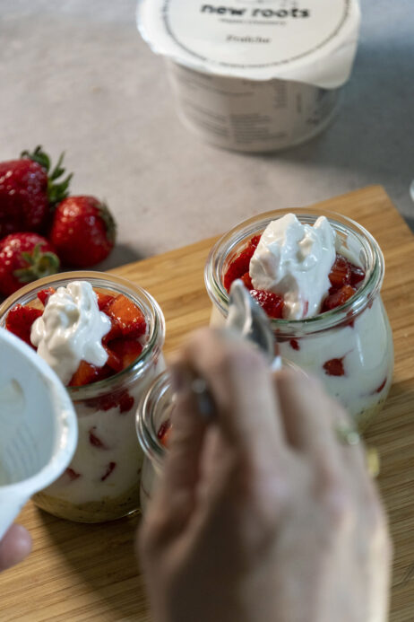 Verrines aux fraises et à la crème